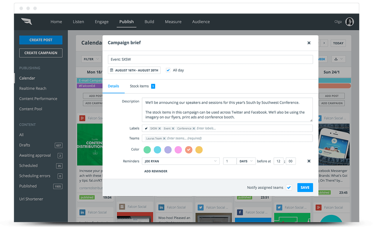 social media content calendar
