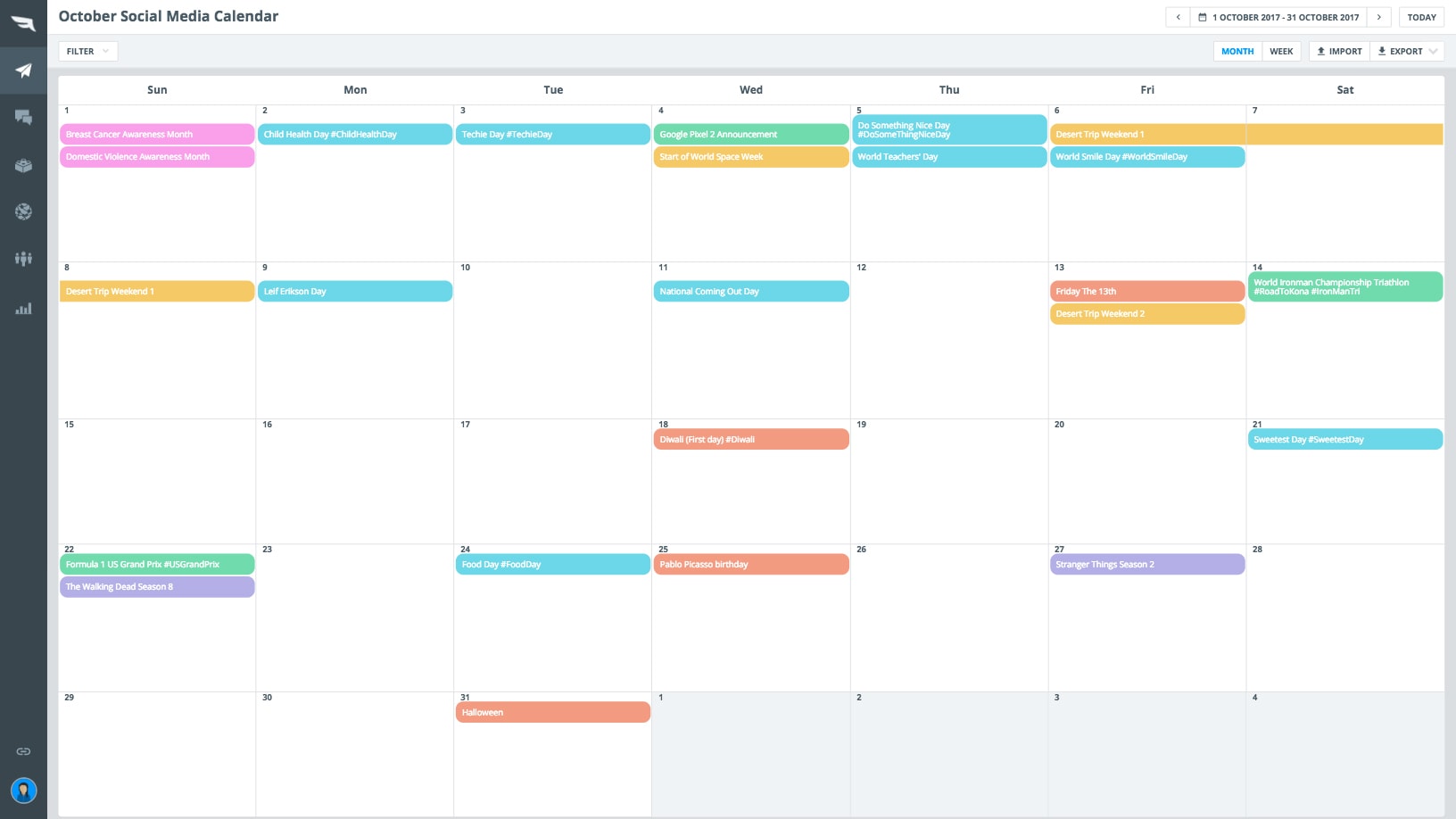 social media calendar