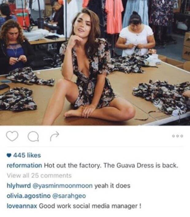 reformation clothing instagram marketing racist fail, social media marketing fails