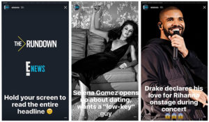 E!News Instagram Stories example brand