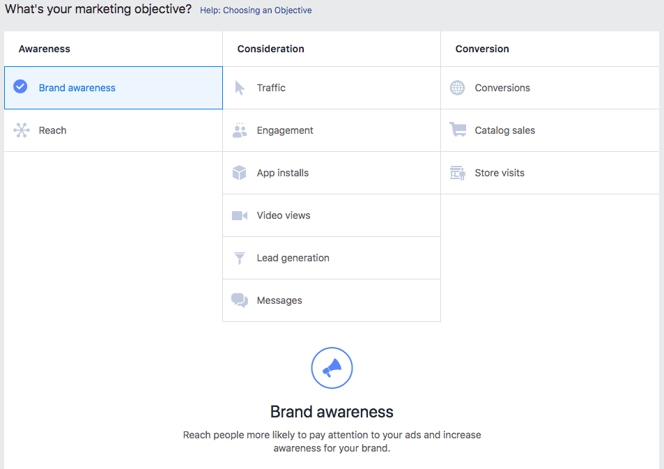 facebook video objectives