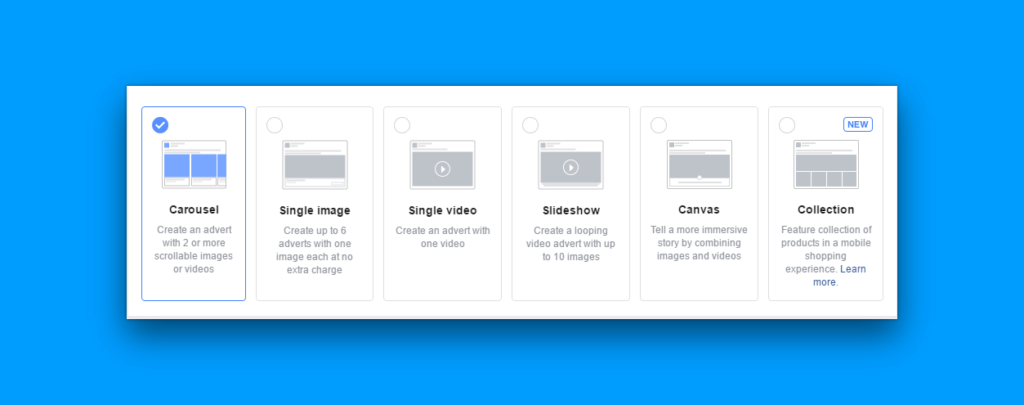 new facebook ad types 2019