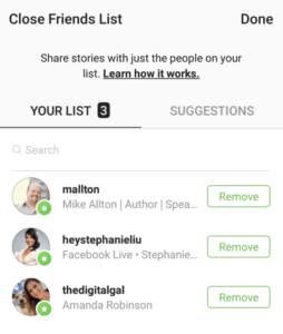 Instagram close friends list - jordusa