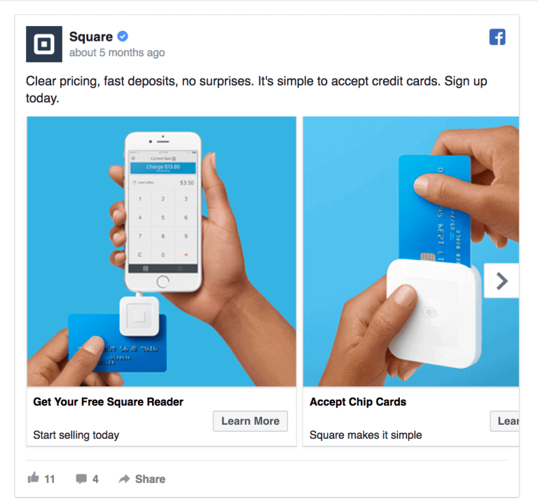 square facebook ad examples