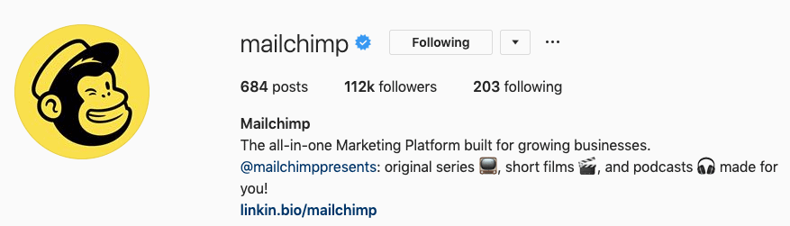 MailChimp Instagram Bio