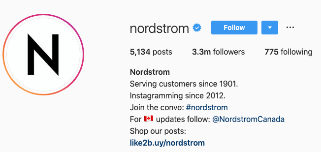 Nordstrom Instagram Bio