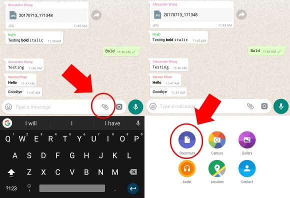 how to share files on whatsapp