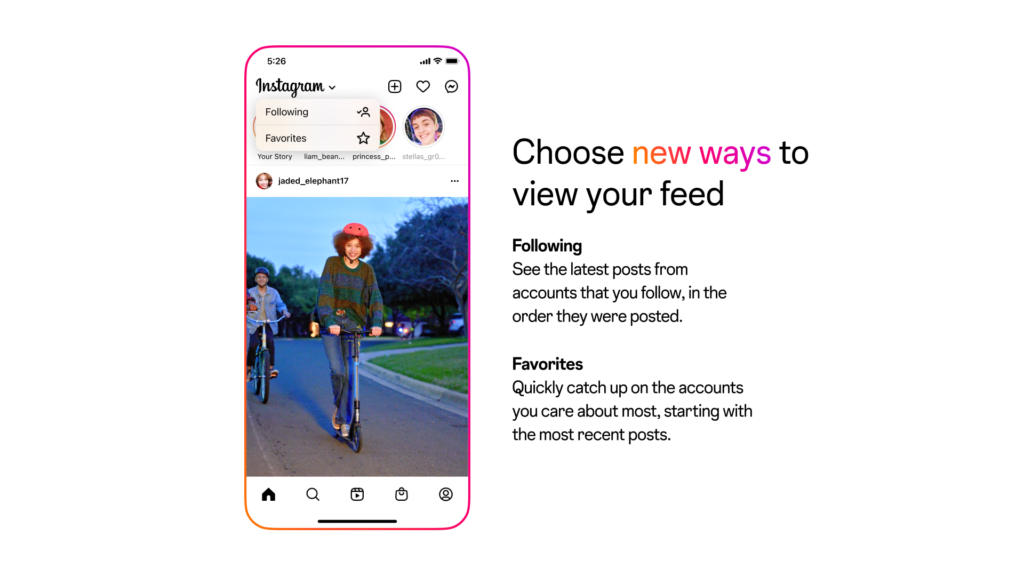 Instagram gives users control over the Feed.